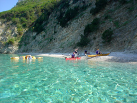 paddling in Gidaki bay, Ithaca