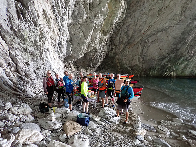 lunch in Papanicolis cave